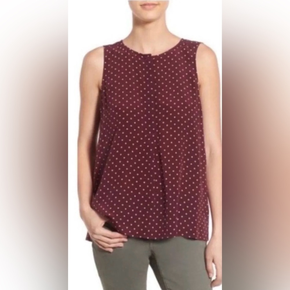 Madewell Burgundy Silk Tank Blouse in Star Mix Medium